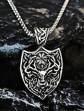 رخيصةأون مجوهرات رجالية-قلادة على شكل رأس غزال فايكنج من الفولاذ المقاوم للصدأ للرجال بتصميم درع، مجوهرات تميمة نورسية سلتيك كهدية عيد الميلاد والحفلات والارتداء اليومي