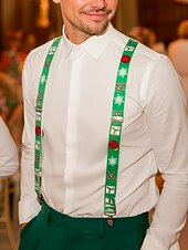 Недорогие Мужские галстуки и бабочки-Мужские рождественские подтяжки с принтами в виде снеговиков, леденцов и орнаментов, регулируемые и праздничные, разные цвета