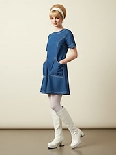 halpa Alustansa saappaat-naisten valkoiset patentoidut polvikorkeat alustasaappaat sivussa vetoketjulla - vintage 70-luvun diskotyyliset paksut korkokengät cosplay-, retro-muotiin ja tapahtumiin