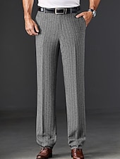 Χαμηλού Κόστους Χύμα-Ανδρικά Παντελόνια Παντελόνι επίσημο Παντελόνι κοστούμι Τσέπη Ριγέ Ισιο πόδι Σκέτο Ανθεκτικό στις ρυτίδες Αναπνέει Πλήρες μήκος Επίσημο Γάμου Πάρτι Μοντέρνα Κλασσικό στυλ Μαύρο Λευκό