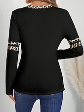 economico Maglietta Arte &amp; Design-Per donna Maglietta Stampato Grafico Geometrico Vintage Elegante Classico Manica Lunga Scollo a V Top Regolari Quotidiano Nero Autunno Inverno