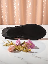 preiswerte Tanzstiefel-Schwarze Damen-Stiefeletten mit Schnürung und Peep-Toe, Mesh-High-Heel-Tanzschuhe für Abendgala, Abschlussball &amp;Party-Outfits