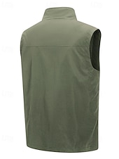 halpa Miesten kalastusliivi-Miesten Liivi Gilet Kalastusliivi ulko- Päivittäin Muoti Vapaa-aika Kevät Syksy Vetoketju Tasku Polyesteri Mukava Tavallinen Yksirivinen yksi nappi Stand-kaula-aukko Normaali Musta Viini Armeijan