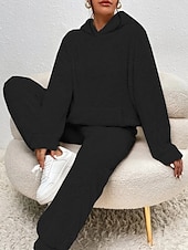  Dam Pyjamas set Ledigt Komfort Ren färg Elastisk midja T-shirt Byxa Hem Dagligen Långärmad Rund hals Svart Vit Rodnande Rosa Blå Beige Vår Höst Vinter Normal