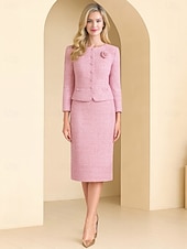  Rochie lungime glezna Sheath Column Rochie de petrecere Rochie cocktail Rochie pentru invitată la nuntă Rochie pentru mama miresei Mâneci lungi Gât rotund Elegant Vintage Petrecere cu nasturi
