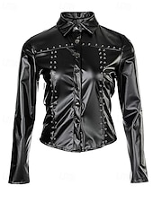 economico Giacche in finta pelle-Per donna Giacca in Ecopelle Cappotto Invernale Caldo Confortevole Patchwork Bottoni Moda Casual Tinta unica Vacanza Streetwear Casuale Abbigliamento quotidiano Corto Regolare Collo ripiegato