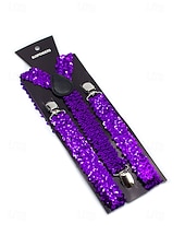 cheap Men's Belts-Men's Christmas Sequin Suspenders – Polyester Material, Festive Sparkling Design, Available in Multiple Colors, Perfect for Holiday Parties and Christmas Events