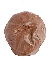 olcso Női kalapok-férfi karácsonyi műbőr sapka – stílusos piros, barna, fekete és szürke lapos sapka – meleg téli sapka férfiaknak – divatos ünnepi kiegészítő karácsonyi ünnepségekre