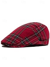 abordables Chapeaux pour femmes-Casquette plate en coton tartan pour homme, idéale pour Noël – plusieurs coloris disponibles, élégante et confortable, parfaite pour les tenues de fêtes.