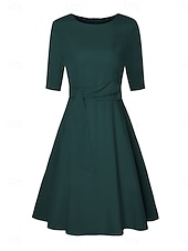 economico Vestito Semplice-Per donna Mini Abito Abito a trapezio Elegante Festa cocktail All'aperto Feste Ospite di nozze Vestibilità regolare Grafico Mezza Manica Girocollo Blu marino Verde