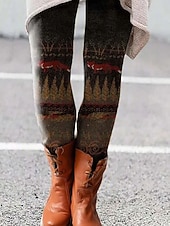 זול אומנות ועיצוב הדפסה-בגדי ריקוד נשים חותלות חופשה וינטאג' סגנון אתני באורך מלא מותניים גבוהים פרחוני גראפי מופשט הדפסת תלת מימד ייבוש מהיר נשימה רך סטרצ'י (נמתח) יומי בית בָּחוּץ פול חום כהה ורוד מסמיק חום אביב סתיו חורף