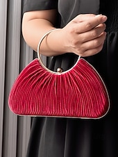 tanie Torby i torebki-Damska aksamitna torebka na imprezę świąteczną – elegancka wieczorowa torebka w kolorze czerwonym, niebieskim, czarnym i różowym ze złotym uchwytem – świąteczna kopertówka dla kobiet – szykowny dodatek na święta Bożego Narodzenia