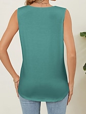 economico Serbatoio Semplice-Per donna Canotta Tinta unica Elegante Casual Senza Maniche Girocollo Top Regolari Quotidiano Blu Nero Bianco Rosa Vino Estate