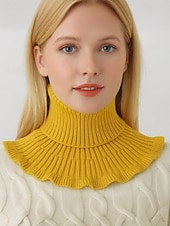 abordables Foulards pour femmes-Col côtelé en acrylique de Noël pour femme – confortable et élégant avec des bords volantés, disponible en plusieurs couleurs, parfait pour les vacances d'hiver et les occasions festives