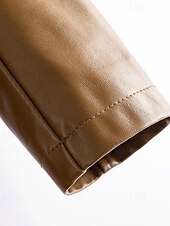 billiga Jackor i konstläder-Dam Imitationsläderjacka Trenchcoat Håller värmen Bekväm knyt fram Ficka Knappar Mode Slät Semester Gata Utekväll Helgen Lång Nedvikt Normal Långärmad Ytterkläder Svart Vin Rubinrött Höst Vinter