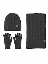 economico Cappelli da donna-Set unisex di cappello, sciarpa e guanti natalizi con guanti touchscreen, vari colori, perfetto per la moda invernale e come regalo per le feste