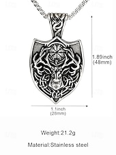 رخيصةأون مجوهرات رجالية-قلادة على شكل رأس غزال فايكنج من الفولاذ المقاوم للصدأ للرجال بتصميم درع، مجوهرات تميمة نورسية سلتيك كهدية عيد الميلاد والحفلات والارتداء اليومي