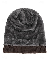 お買い得  クリスマスアクセサリー-クリスマス用のメンズニットビーニーハット、柔らかいアクリルとフェイクファー、冬のファッションに最適な複数の色