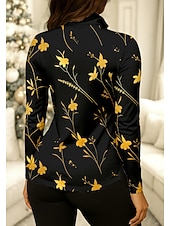 cheap Women's Shirt-Women's Floral Shirt Sport Shirt Golf Polo Shirt Tennis Shirt Long Sleeve Zipper Floral UPF50+ UV Resistant High Elasticity Moisture Wicking Breathable Tennis Golf Pickleball Stand Collar Zip Collar