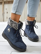 olcso Hó- és téli csizma-női bordó műszőrmével bélelt hótaposó – meleg téli csizma kültéri karácsonyi tevékenységekhez és hideg időben való viseletre