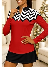 economico Camicia Donna-Per donna Geometrico Maglietta Maglietta sportiva Polo da golf Maglia da tennis Manica Lunga Cerniera Floreale UPF50+ Resistente ai Raggi UV Alta elasticità Traspirante Tennis Golf Pickleball Collo