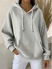 cheap Plain Hoodies-Women's Pullover Hoodie Sweatshirt Pocket Plain Casual Long Sleeve Hooded Regular Tops Blue Black White Pink Fuchsia Spring Fall Winter