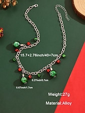 tanie Naszyjnik damski-damski świąteczny naszyjnik ze stopu z czerwonymi i zielonymi dzwoneczkami, ozdobą w kształcie płatka śniegu, idealny do świątecznej mody i jako prezent