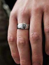 ieftine Bijuterii pentru bărbați-Inele bărbătești din oțel inoxidabil cu model geometric – o curea modernă și durabilă pentru ținute casual, formale și de nuntă