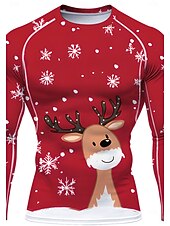 abordables Camisetas y Tops de Correr-Navidad Hombre Unisexo Camiseta Running Camisa atlética Camisa de gimnasia Camisa de fitness Camisa de entrenamiento Manga Larga Camiseta Graphic UPF 50 Resistente a los rayos UV Suave Reductor del