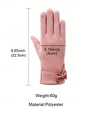 ieftine Accesorii de Crăciun-Mănuși de Crăciun pentru femei cu ecran tactil – material cald din poliester cu un design drăguț cu funde, perfecte pentru petreceri și ținute de iarnă