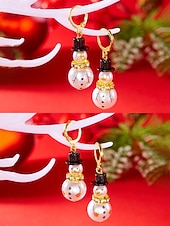 billiga Kvinnors örhänge-Julörhängen i legering för kvinnor med snögubbe- och snöflingedesign, perfekta för högtidsmode och festliga presenter