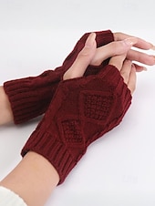 preiswerte Weihnachtsaccessoires-Gestrickte fingerlose Handschuhe für Damen, kuschelige Winter-Handwärmer mit Zopfmuster, stylische Weihnachtsgeschenk-Accessoires für Damen