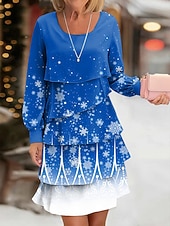 Christmas Naisten Midimekko A linjainen mekko Vapaa-aika Päivittäin Normaali Kuvitettu Lumihiutale Pitkähihainen Tiukka pyöreä kaula-aukko Rubiini Sininen Purppura Apila Syksy Talvi halpa Joulumekot-Christmas Naisten Midimekko A linjainen mekko Vapaa-aika Päivittäin Normaali Kuvitettu Lumihiutale Pitkähihainen Tiukka pyöreä kaula-aukko Rubiini Sininen Purppura Apila Syksy Talvi