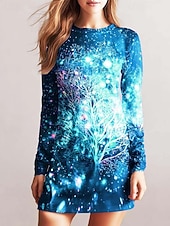 Christmas Women's Mini Dress Sheath Dress Bodycon Dress Party Casual Boho School Christmas Vacation Graphic Christmas Tree Snowflake Long Sleeve Crew Neck Red Blue Brown Green Spring Fall Winter cheap Christmas Dresses-Christmas Women's Mini Dress Sheath Dress Bodycon Dress Party Casual Boho School Christmas Vacation Graphic Christmas Tree Snowflake Long Sleeve Crew Neck Red Blue Brown Green Spring Fall Winter