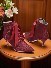 Χαμηλού Κόστους Μητέρα της Νύφης/του Γαμπρού-Γυναικεία πράσινα μποτάκια με κορδόνια και σατέν κορδέλα και τακούνι kitten - vintage μπότες σε βικτοριανό στιλ για γυναίκες, ιδανικές για γάμους, πάρτι gatsby &amp;επίσημες εκδηλώσεις