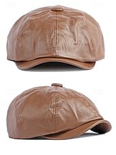 olcso Női kalapok-férfi karácsonyi műbőr sapka – stílusos piros, barna, fekete és szürke lapos sapka – meleg téli sapka férfiaknak – divatos ünnepi kiegészítő karácsonyi ünnepségekre