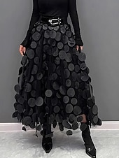 preiswerte Partykleider-Damen Elegant Vintage Mode Midi Mittlere Taille Röcke Tupfen Einfach Patchwork Blume Geschichtet Unelastisch Täglich Straße Amethyst Aprikose Schwarz Rote Herbst