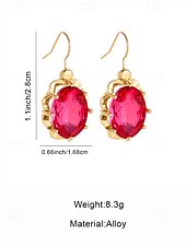 abordables Accessoires de Noël-Boucles d&#039;oreilles pendantes de Noël pour femmes avec de grandes pierres précieuses en cristal ovales, bijoux pendants élégants de couleur dorée, accessoires de fête festifs