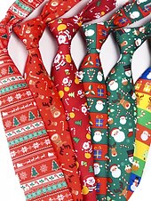 abordables Cravates et nœuds papillon pour hommes-Cravates de Noël pour hommes – cravates de vacances amusantes et festives avec Père Noël, rennes, arbres et flocons de neige, parfaites pour les fêtes de Noël, les cadeaux et les célébrations saisonnières