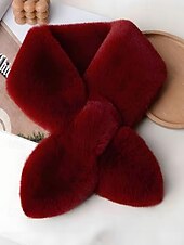 baratos Lenços Femininos-cachecol feminino de pele sintética de natal, aquecedor de pescoço macio com nó cruzado, xale elegante de inverno para festas de fim de ano e presentes