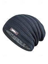 お買い得  クリスマスアクセサリー-クリスマス用のメンズニットビーニーハット、柔らかいアクリルとフェイクファー、冬のファッションに最適な複数の色