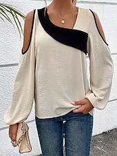 Pentru femei Bluză Simplu Elegant Stilat Modern Manșon Lung Asimetric Topuri obișnuite Zilnic Concediu Ieșire Peteci Roșu Vin Caisă Primăvară Toamnă Iarnă ieftine tricou simplu-Pentru femei Bluză Simplu Elegant Stilat Modern Manșon Lung Asimetric Topuri obișnuite Zilnic Concediu Ieșire Peteci Roșu Vin Caisă Primăvară Toamnă Iarnă