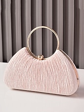 tanie Torby i torebki-Damska aksamitna torebka na imprezę świąteczną – elegancka wieczorowa torebka w kolorze czerwonym, niebieskim, czarnym i różowym ze złotym uchwytem – świąteczna kopertówka dla kobiet – szykowny dodatek na święta Bożego Narodzenia