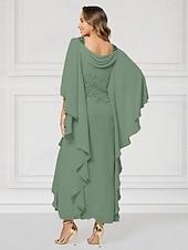 preiswerte Knöchellänge-Schlauchkleid Knöchellänge Partykleid Cocktailkleid Kleid für Hochzeitsgäste Brautmutterkleid Halbarm U-Boot-Ausschnitt Elegant luxuriös Glanz &amp; Glamour Hochzeitsgast Chiffon mit Perlenstickerei