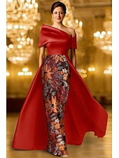 billige Ballkjoler Kveldsdrakter-A-linje Linjeform Gulvlengde Kveldskjoler Ballkjole med overskjørt Formell kjole Elegant Årgang Glitrende Kortermet Skjortekrage Formell Bryllup Sateng Blonder med Glimmer Paljett