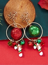 halpa Naisten korvakoru-Naisten jouluiset rusettikorvakorut kimaltelevalla punaisella viimeistelyllä, juhlava lomakoru joulujuhliin, lahjaidea