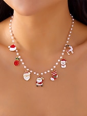 billige Halskjede for kvinner-Julekjede med sjarm til dame, flere stiler med sjarm til julenissen, snømannen og juletreet, perfekt til høytidsfester og festlige gaver.