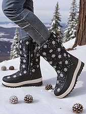 Недорогие Снежные и зимние ботинки-женские белые зимние ботинки – водонепроницаемые теплые зимние ботинки со снежинками, нескользящая подошва для зимних прогулок и поездок на природу