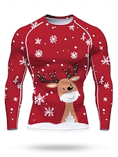 abordables Camisetas y Tops de Correr-Navidad Hombre Unisexo Camiseta Running Camisa atlética Camisa de gimnasia Camisa de fitness Camisa de entrenamiento Manga Larga Camiseta Graphic UPF 50 Resistente a los rayos UV Suave Reductor del