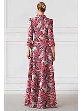  A-linjainen lattiatason joka puhujapuku häätvieraspuku muodolliset puvut häääitiä varten pitkät hihat kaulakaulus tyylikäs vintage muodollinen jossa on solmia